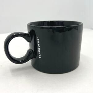Starbucks Black Ceramic Coffee Cup Mug 12 oz 354 ml White Logo Collectible 2017